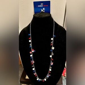 Kohl's Red, White, and Blue Long Charm Necklace Set